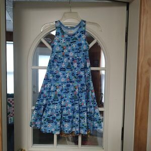 Hanna Andersson Sleeveless Blue Flowered Dress Size Girl's 120 6/7